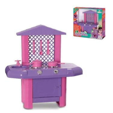 Imagem de Cozinha Infantil Brinquedo Completa Com Acessórios Roxa Rosa