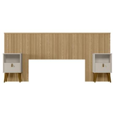 Imagem de Conjunto Cabeceira Casal em Ripado Laranjeiras 2.4 com 2 Mesas de Cabe