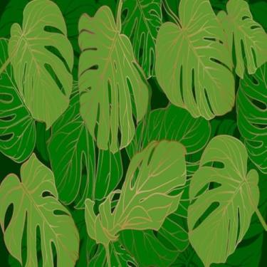 Imagem de Quadro Decorativo Bright Tropical Monstera Folhagem Natureza Colorida para Parede Sala e Quarto 50x50cm