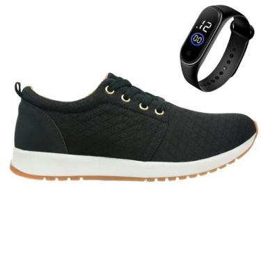 Imagem de Tenis Casual Pisada Neutra Estilo Esportivo Caminhada Academia + Relóg