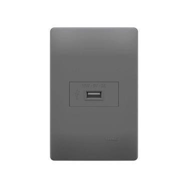 Imagem de Tomada Usb Fame Habitat Onix 15w Com Placa 4x2 Onix