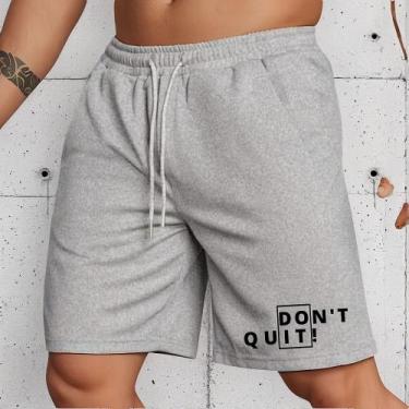 Imagem de Short Masculino Moletinho D'ont Quit Continue Treino Look - Hs, Cinza,