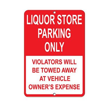 Imagem de Placa de metal vertical de alumínio, vários tamanhos, loja de bebidas apenas para estacionamento, infratores rebocados à custa do proprietário comercial com borda à prova de intempéries rua 30 x 45 cm