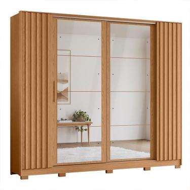 Imagem de Guarda Roupa Casal Jacarandá 4 Portas Flex Freijó Com 8 Espelhos - Móveis Albatroz Freijó