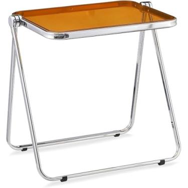 Imagem de Mesa De Tv Dobrável Compacta, Mesa Dobrável De Acrílico, Não Requer Montagem Pequena Mesa Para Escritório Em Casa Mesa Lateral Pequena Mesa De Computador Para Pequenos Espaços, D