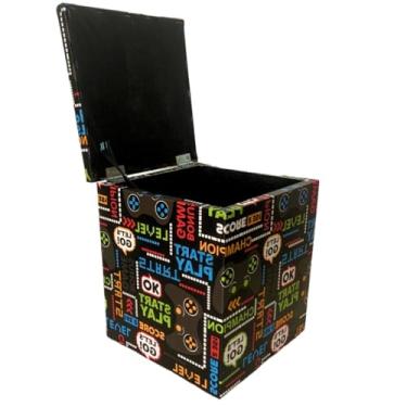 Imagem de Mini puff baú infantil puff pequeno assento para casa quarto sala puf para criança 30×25×25cm(GAME)