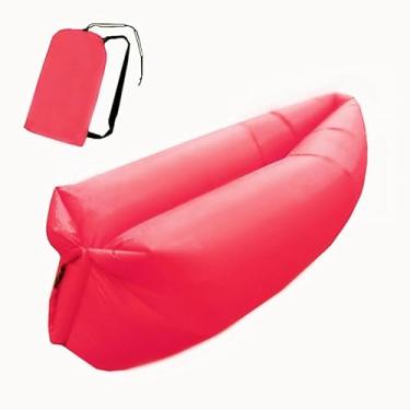 Imagem de Sofá Inflável sem Bomba - Sofá de Ar para Praia e Camping com 200kg Capacidade - Inclui Mochila(Vermelho)