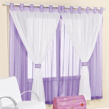 Imagem de Cortina 2,00m X 1,70m Alt. Kids Decoração Quarto Criança Em Voal Para Varão - Lilás
