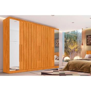 Imagem de Guarda Roupa Casal 6 Portas (4 Ripadas E 2 C- Espelho) E 4 Gavetas Oxford Peroba - Europa