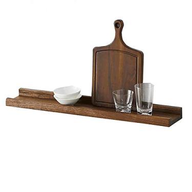 Imagem de Prateleira de parede rústica de madeira maciça natural, prateleiras flutuantes montadas na parede, prateleiras de armazenamento, capacidade de carga de 30 kg, para banheiro, quarto, sala de estar