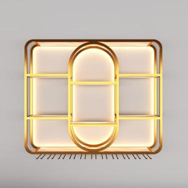 Imagem de Prateleiras de bar para parede de metal industrial, rack de vinho montado na parede com luz, suporte de garrafa e vidro, prateleiras de vinho de grande capacidade, armazenamento elegante, exibição