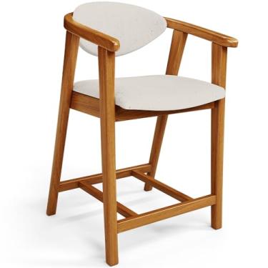 Imagem de Banqueta Baixa Para Cozinha Sala de Jantar Bancada Cecília L02 Linho Cru - Lyam Decor