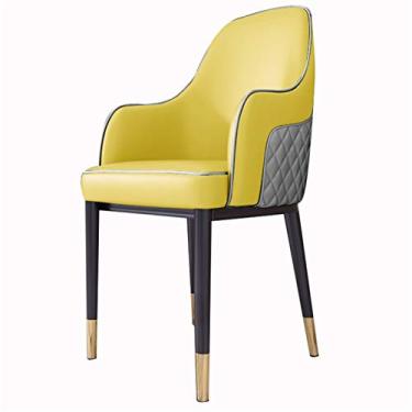 Imagem de Cadeira de jantar, cozinha, sala de jantar, móveis, cadeiras de jantar, poltrona de couro à prova d'água, com pernas de metal, cozinha, sala de estar, cadeiras (cor: F)