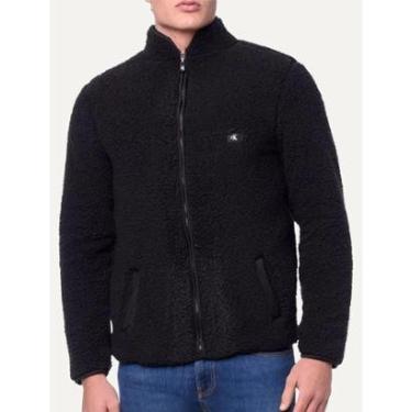 Imagem de Blusa Calvin Klein Jeans Masculina Sherpa CK Logo Preta-Masculino