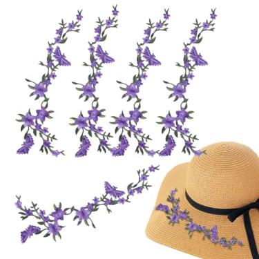 Imagem de Remendos bordados para roupas - Patch de tecido de costura floral buquê - 5 acessórios de tecido de flores de borboleta, decoração de arte, decalques de reparo de costura para bolsas, jaquetas, jeans