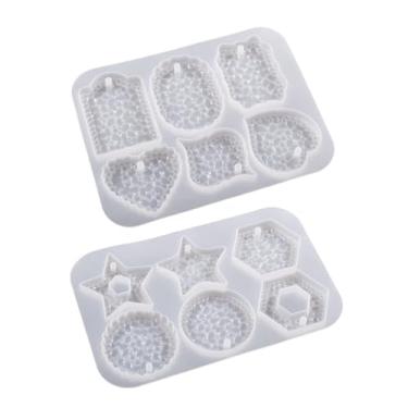 Imagem de Moldes de silicone para resina epóxi molde de silicone para etiquetas de resina estrela-coração chaveiro feito à mão molde de silicone com furo molde de chaveiro DIY chaveiros joias