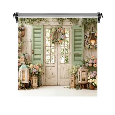 Imagem de Kate Pano de fundo de mola de 3 x 3 m para fotografia, flores, porta de madeira, branca, sessão de fotos, fotos, vídeos, estúdio, adereços