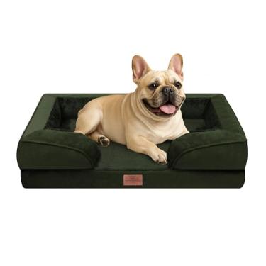 Imagem de Comfort Expression Cama ortopédica para cães médios 76 x 50 cm, à prova d'água, espuma para ovos, cama média para animais de estimação com almofadas removíveis, sofá para cães com capa lavável e fundo