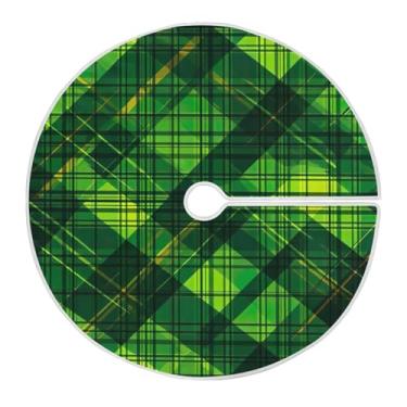Imagem de Blueangle Saia de árvore com estampa xadrez verde de 90 cm para decoração do dia de São Patrício (126)