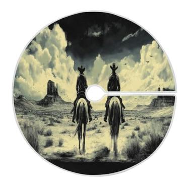 Imagem de Blueangle Saia de árvore de Natal de cowboy do oeste americano de 120 cm - poliéster macio e resistente a rugas, decoração de férias para festas de Natal, árvore festiva e decoração de casa (194)