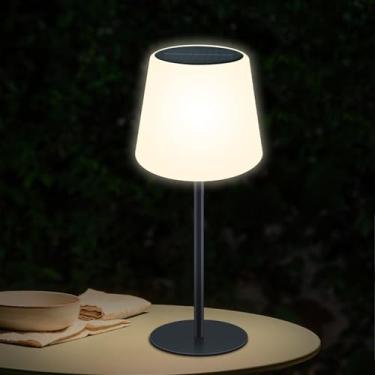 Imagem de JackonLux Candeeiro de mesa solar, recarregável à prova d'água, luminária de mesa externa sem fio com RGB e branco quente regulável para quarto, pátio, acampamento e terraço