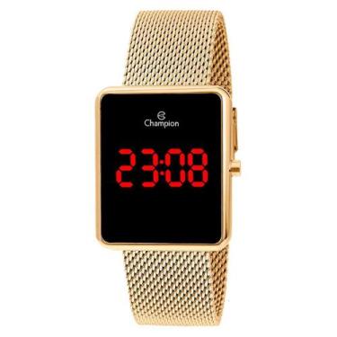Imagem de Relógio Digital Champion Feminino Dourado Led CH40080V, Dourado