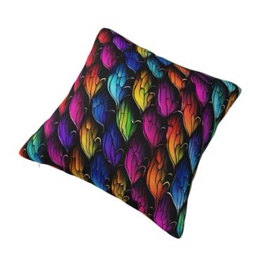 Imagem de Almofada quadrada decorativa com estampa de escama de dragão - Design reversível, zíper oculto, poliéster macio para sofá, cama e carro - Hipoalergênico 61 cm x 61 cm