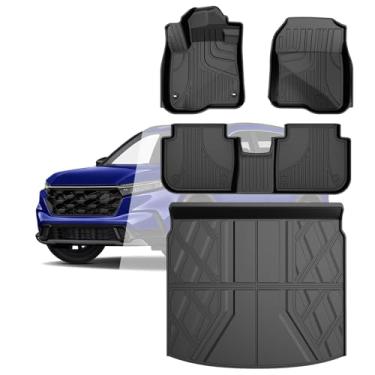 Imagem de Tapetes de chão e forro de carga adequados para Honda CRV 2023-2025 2026 todos os modelos (inclui híbrido) - Ajuste personalizado para todos os climas forros e tapete de porta-malas (deck superior
