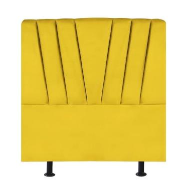 Imagem de Cabeceira Estofada De Cama Casal Box 140 Cm Louise Suede Amarelo