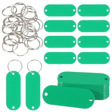 Imagem de PATIKIL 30 peças em branco para estampagem de metal, etiquetas de nome de 5 cm de aço inoxidável, etiquetas de metal, disco de placa com 2 furos, chaveiro para gravação a laser, etiquetas de coleira