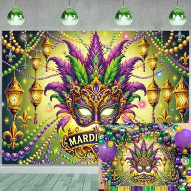 Imagem de Pano de fundo de carnaval de carnaval vestido de baile de máscaras fundo fotográfico adulto aniversário dançante faixa decoração estúdio adereços 19 x 1,5 m