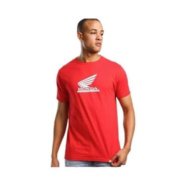 Imagem de Camiseta vermelha masculina Honda casual design simples uso diário cam
