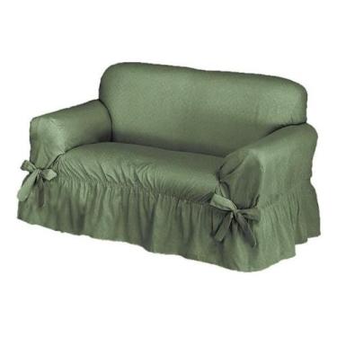 Imagem de Capa Sofá 2 Lugares Avulso Gorgurão Maquinetado Verde-Musgo - Campari