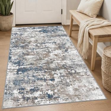 Imagem de TTelephant Tapete de entrada lavável de 7 x 12 cm, antiderrapante, abstrato, resistente a rasgos e manchas, sem pilhas, tapete leve para cozinha, entrada, hall de entrada, cabeceira, mudroom, multi