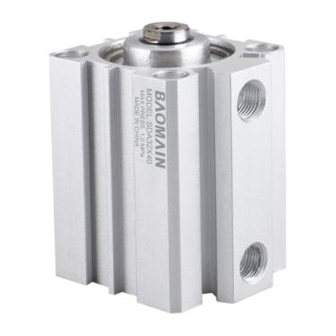 Imagem de Baomain Cilindro de ar fino compacto SDA32x40, 1,26 polegadas (32 mm), curso 1,57 polegadas (40 mm), dupla ação, haste única, corpo de alumínio para pequenas máquinas e automação industrial