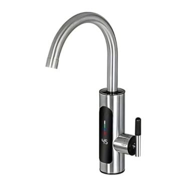 Imagem de Torneira Elétrica Cozinha Visor Temperatura Regulagem Giratória Aço Inox(220V)