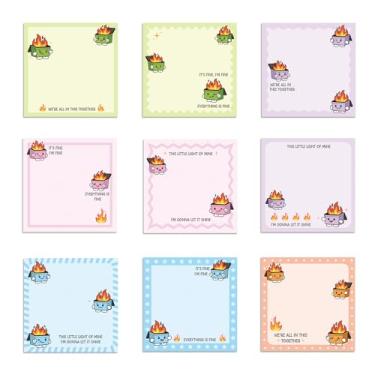 Imagem de 9 Bloco de Notas Adesivo com o Tema do Lixo em Chamas, 7,5x7,5cm Divertido Autocolante Fofo Ideal para Colegas de Trabalho Chefe Professores e Material Escolar e Escritório