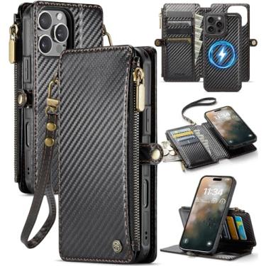 Imagem de ZipFoldy Capa carteira magnética para iPhone 16 Pro Max [compatível com Magsafe] [Suporte de cartão com bloqueio de RFID] Alça de zíper destacável à prova de quedas para iPhone 16 Pro Max de 6,9