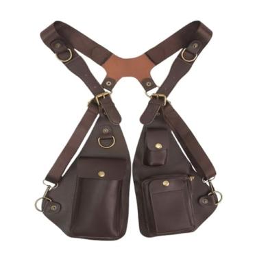 Imagem de Bolsa masculina moderna | Bolsa de peito para motocicleta | Bolsa retrô para axilas | Estilo europeu e americano, Marrom, One Size