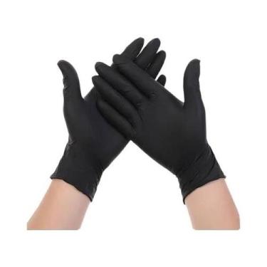 Imagem de Luvas De Nitrilo Pretas Descartáveis Grossas Sem Pó Texturizadas Para 