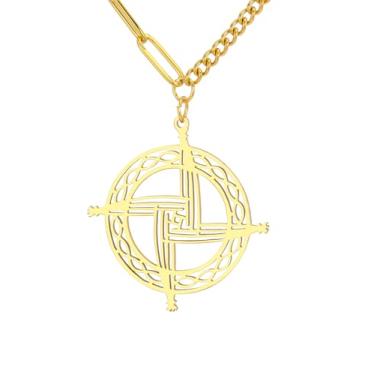 Imagem de EUEAVAN Colar de Cruz de Santa Brígida Pingente Tradicional de Santa Brígida Cruz Celta Irlandesa Amuleto Joias Religiosas Cristãs Presente para Mulheres e Homens, Medium, Aço inoxidável, Sem Pedra