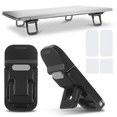 Imagem de FNANJWQ 2 peças mini suporte dobrável de liga de zinco, suporte de teclado portátil para teclado de computador com 2 ângulos ajustáveis, elevador de notebook invisível autoadesivo para a maioria dos