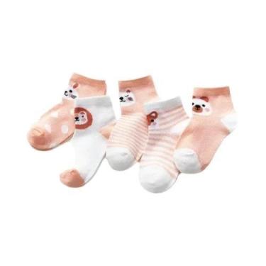 Imagem de Meias Infantis Para Bebês, 5 Pares, Malha De Algodão, Recém-nascidos, 