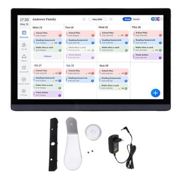 Imagem de YWBL-WH Calendário Digital de 17,3 Polegadas, Planejador Familiar Com Tela de Toque IPS 1920x1080P Com Outlook Sync, para Sala de Estar de Cozinha de Mesa de Parede (Plugue UE 100‑240 V)