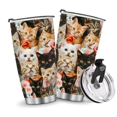 Imagem de Copos isolados caneca copo presentes de aniversário de Natal para homens pai avô meninas meninos 590 ml acessórios essenciais de viagem devem ter gatos com alça gelada fria