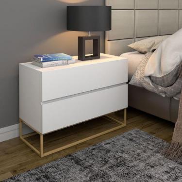 Imagem de Mesa Estilo Industrial 2G BrancoEros 60CM Pés Dourado - LCN Moveis