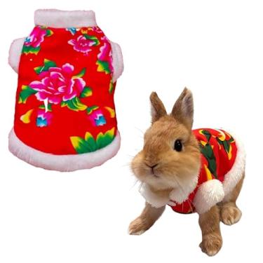 Imagem de Fantasia de coelho para ano novo, estilo chinês, animal de estimação, primavera, festival, Natal, roupas colete de inverno para animais pequenos, coelhinho, cachorrinho, gatinho, porquinho-da-índia