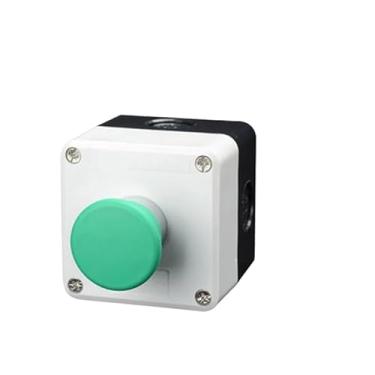 Imagem de BCMCBV Novo botão de metal XB2 caixa de controle Start Stop Símbolo de identificação industrial auto reset interruptor de parada circular de emergência (1Hole-04)