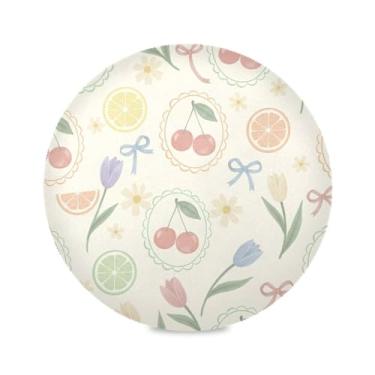 Imagem de Wassud Jogo americano com cerejas florais pastel para cozinha e jantar, tapetes laváveis para decoração de mesa resistente ao calor, 39 cm