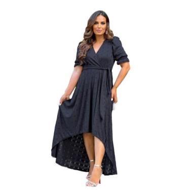 Imagem de Vestido Longo Preto Modelo Mullet Fashion - G - RH.STORE